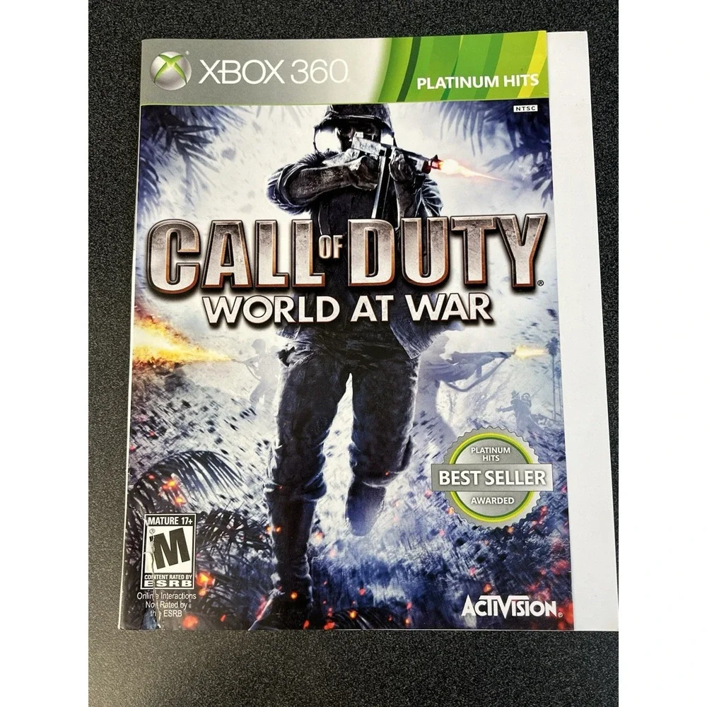 XBox 360 Call Of Duty World at War Case Insert and Instruction Manual Only